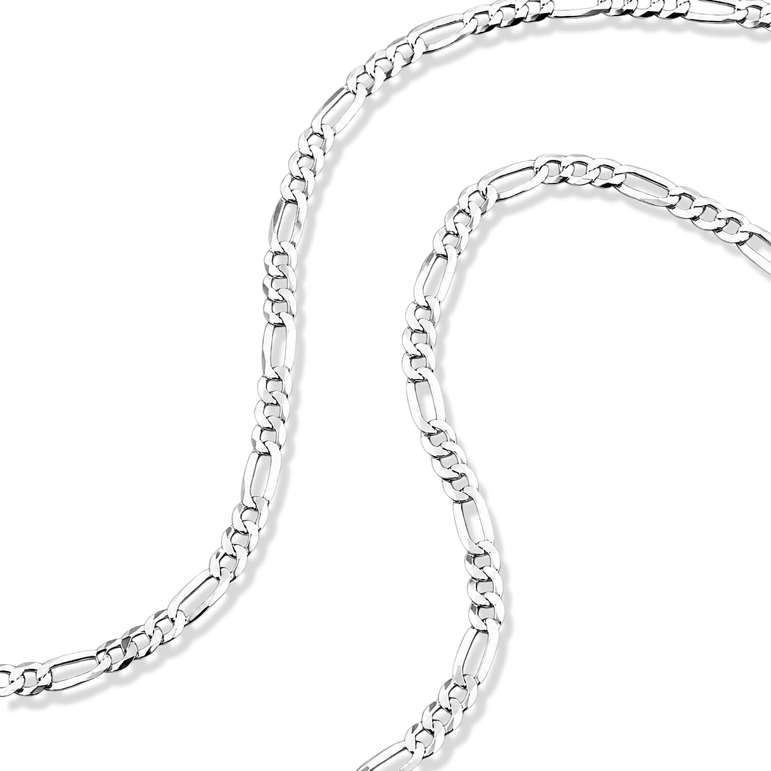 4.5mm Figaro Superflat Necklace in Sterling Silver 24 Inches 11.48 Grams