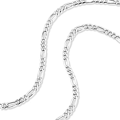 4.5mm Figaro Superflat Necklace in Sterling Silver 24 Inches 11.48 Grams