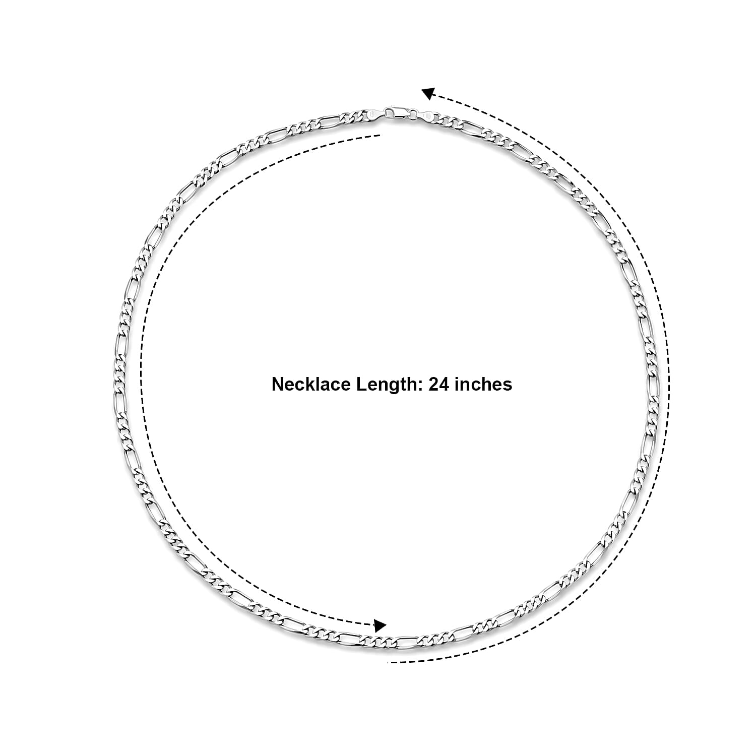 4.5mm Figaro Superflat Necklace in Sterling Silver 24 Inches 11.48 Grams