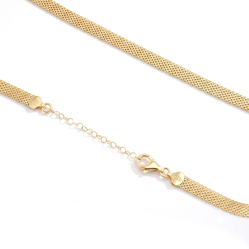 Italian 1.4mm Bismark Chain Necklace in 14K YG Over Sterling Silver 13.40 Grams 18 Inches