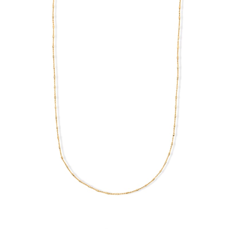 Italian 1.4mm Tube Brite Long Chain Necklace in 14K YG Over Sterling Silver 2.40 Grams 18 Inches