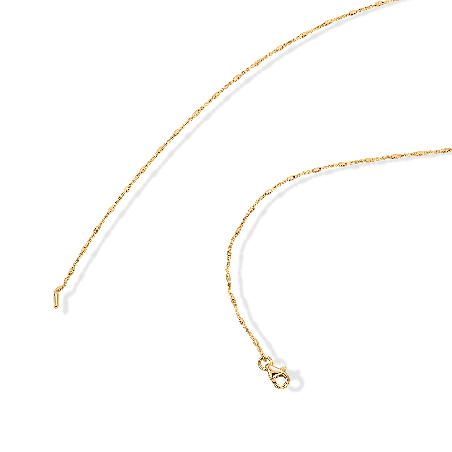 Italian 1.4mm Tube Brite Long Chain Necklace in 14K YG Over Sterling Silver 2.40 Grams 18 Inches