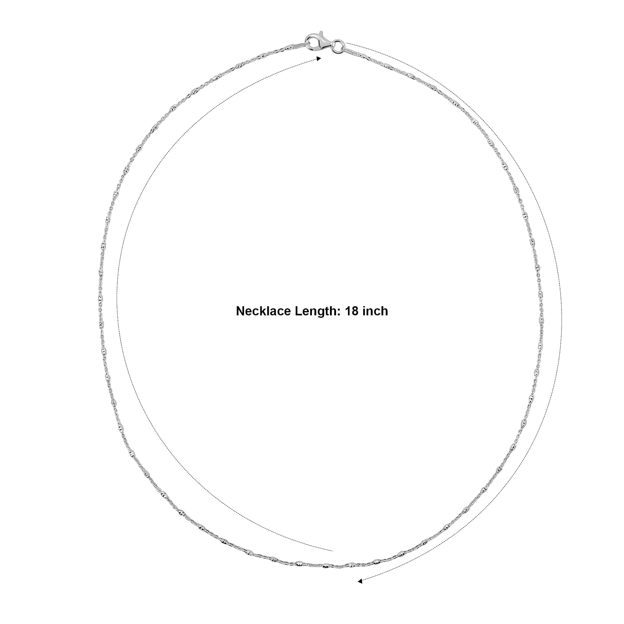 Italian 1.4mm Tube Brite Long Chain Necklace in Rhodium Over Sterling Silver 2.40 Grams 18 Inches