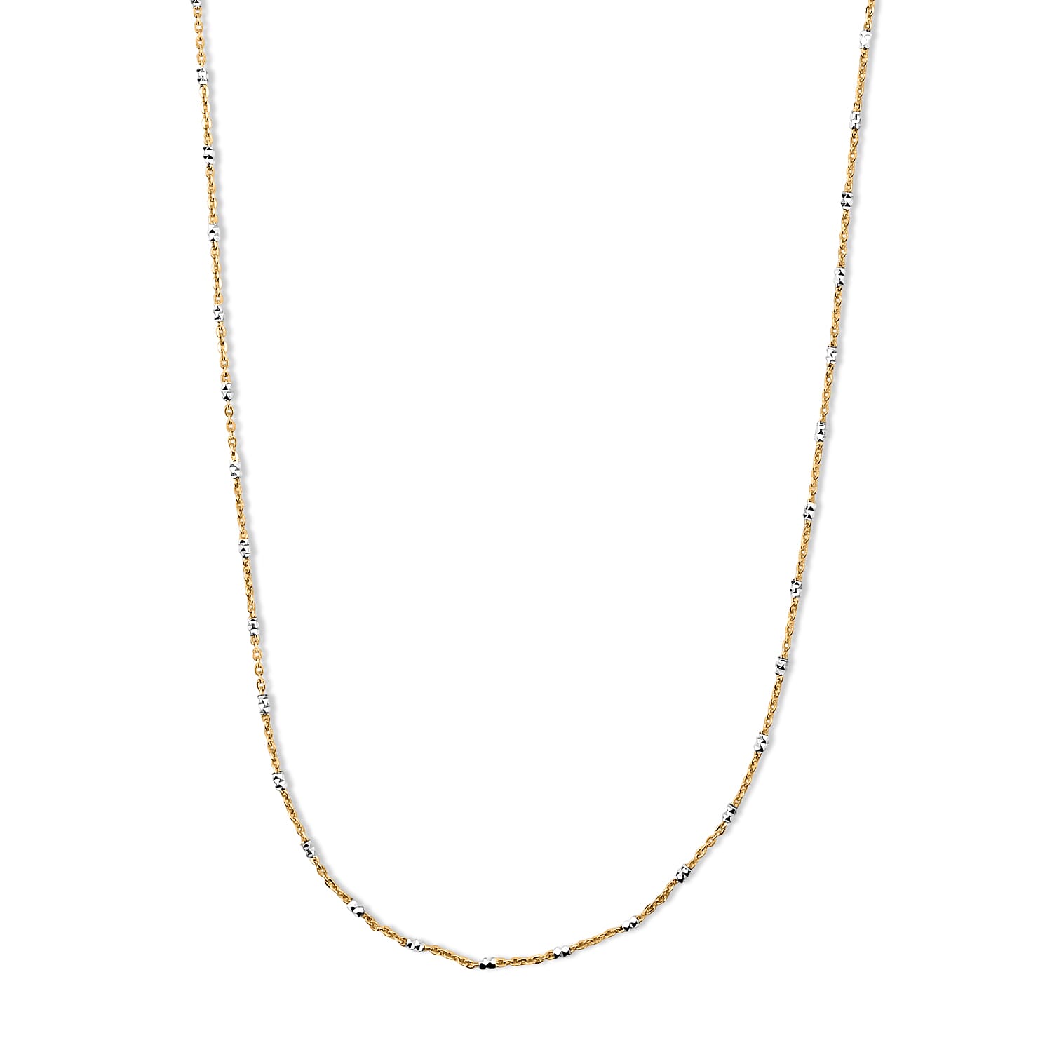 Italian 1.4mm Tube Brite Long Chain Necklace in 14K YG Over and Sterling Silver 2.40 Grams 18 Inches