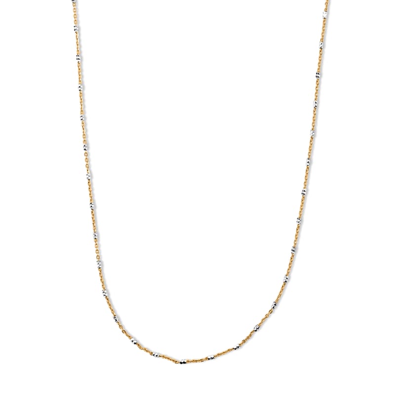 Italian 1.4mm Tube Brite Long Chain Necklace in 14K YG Over and Sterling Silver 2.40 Grams 18 Inches