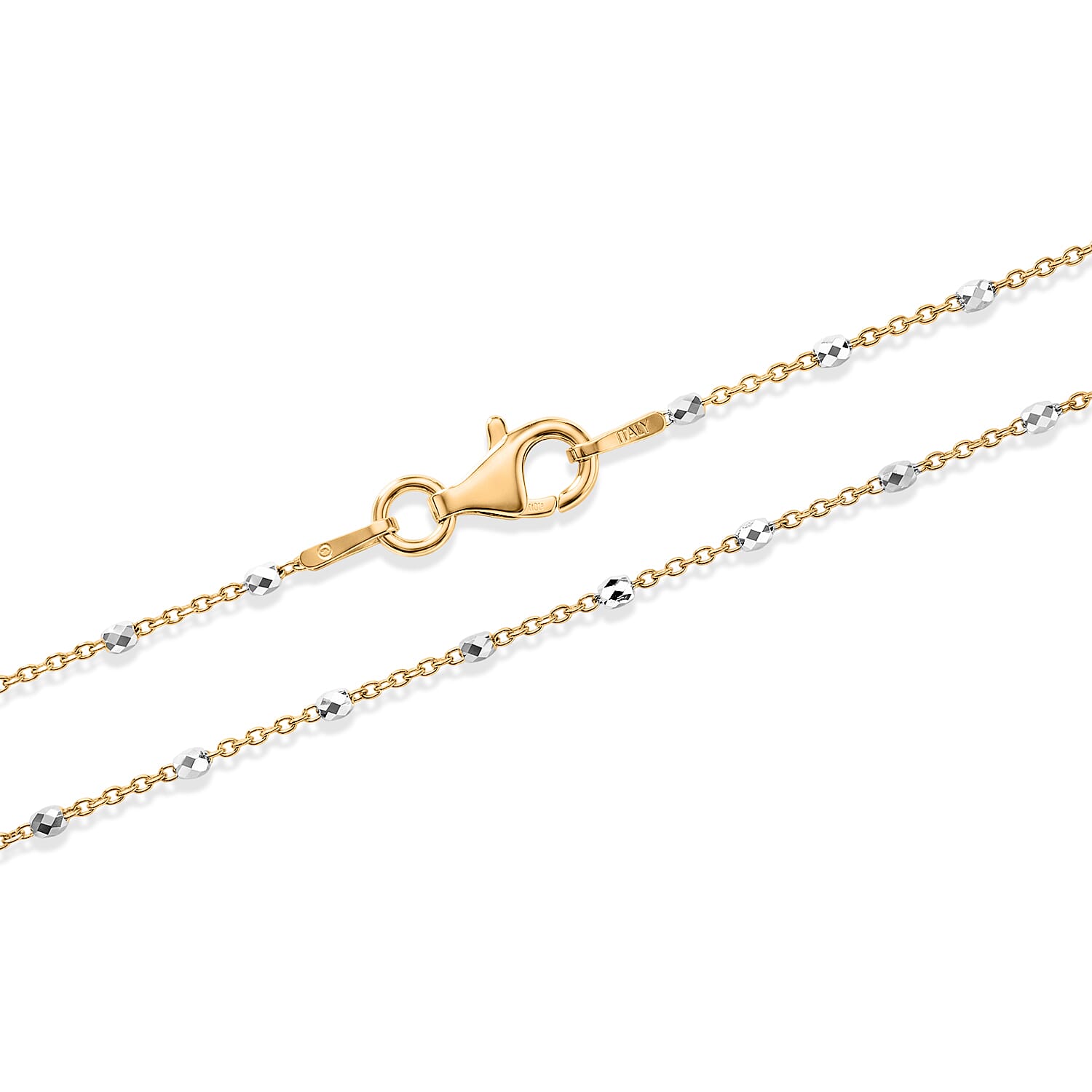 Italian 1.4mm Tube Brite Long Chain Necklace in 14K YG Over and Sterling Silver 2.40 Grams 18 Inches
