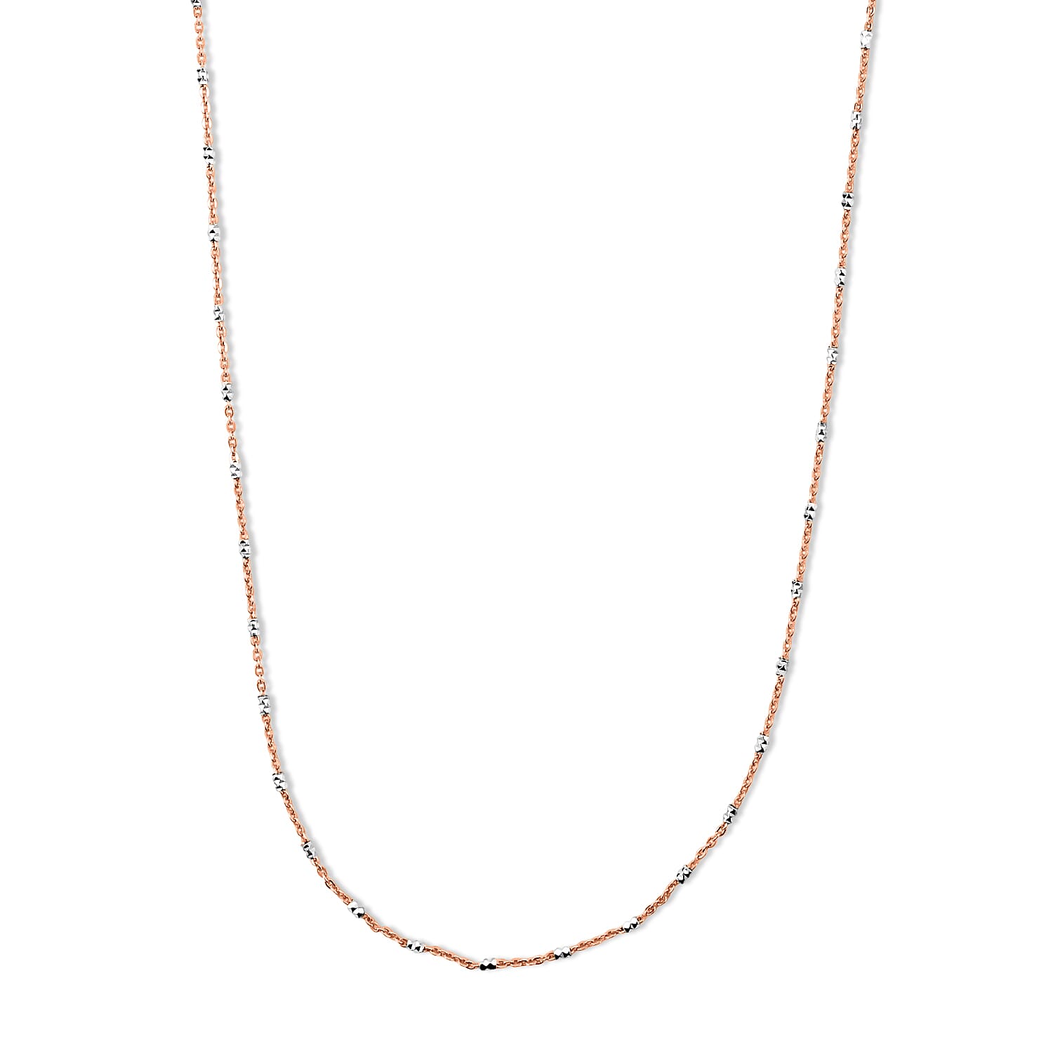 Italian 1.4mm Tube Brite Long Chain Necklace in 14K RG Over and Sterling Silver 2.40 Grams 18 Inches