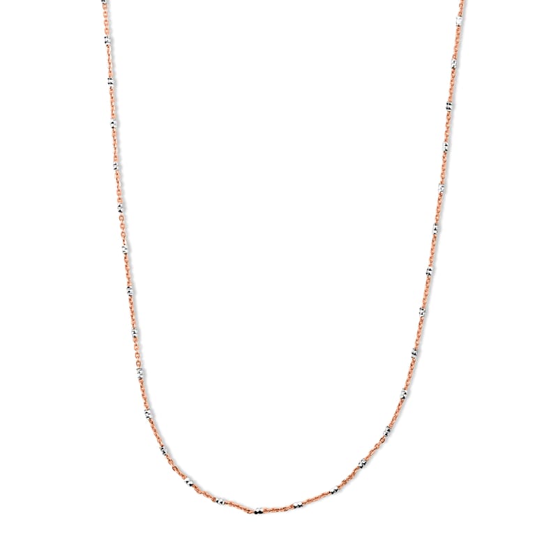Italian 1.4mm Tube Brite Long Chain Necklace in 14K RG Over and Sterling Silver 2.40 Grams 18 Inches