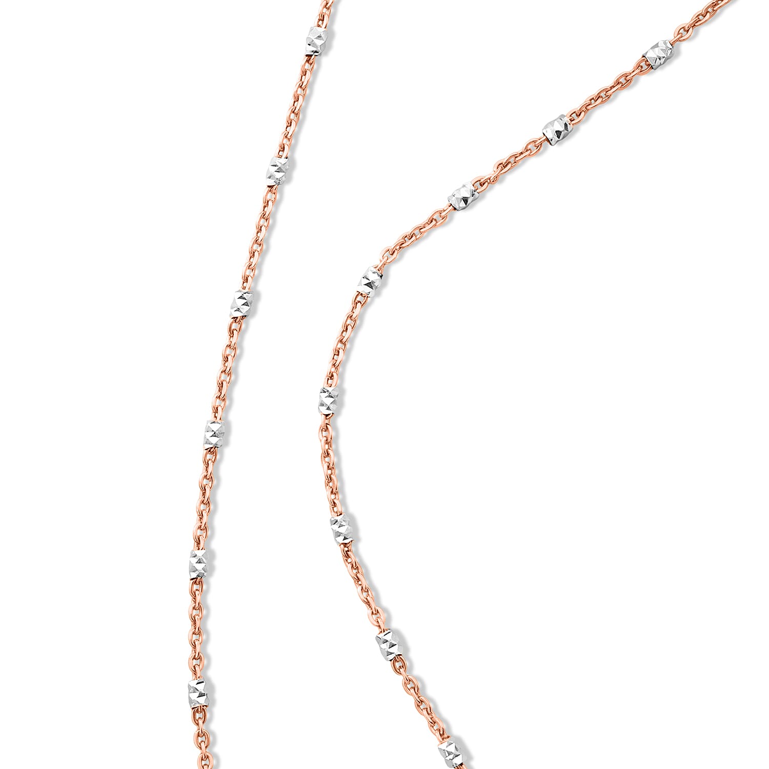 Italian 1.4mm Tube Brite Long Chain Necklace in 14K RG Over and Sterling Silver 2.40 Grams 18 Inches