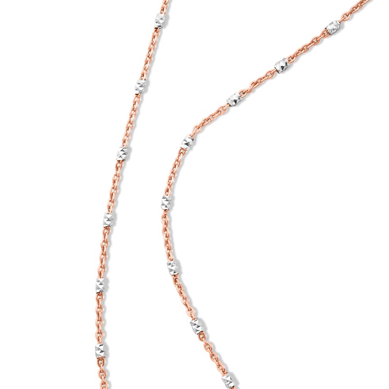 Italian 1.4mm Tube Brite Long Chain Necklace in 14K RG Over and Sterling Silver 2.40 Grams 18 Inches