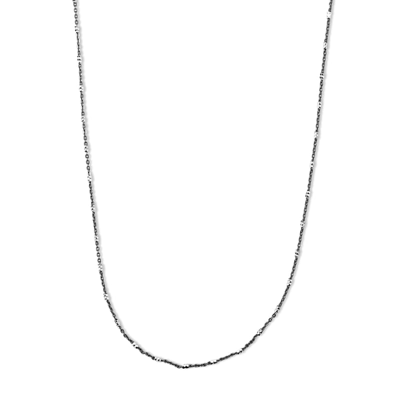 Italian 1.4mm Tube Brite Long Chain Necklace in Black Rhodium and Sterling Silver 2.40 Grams 18 Inches