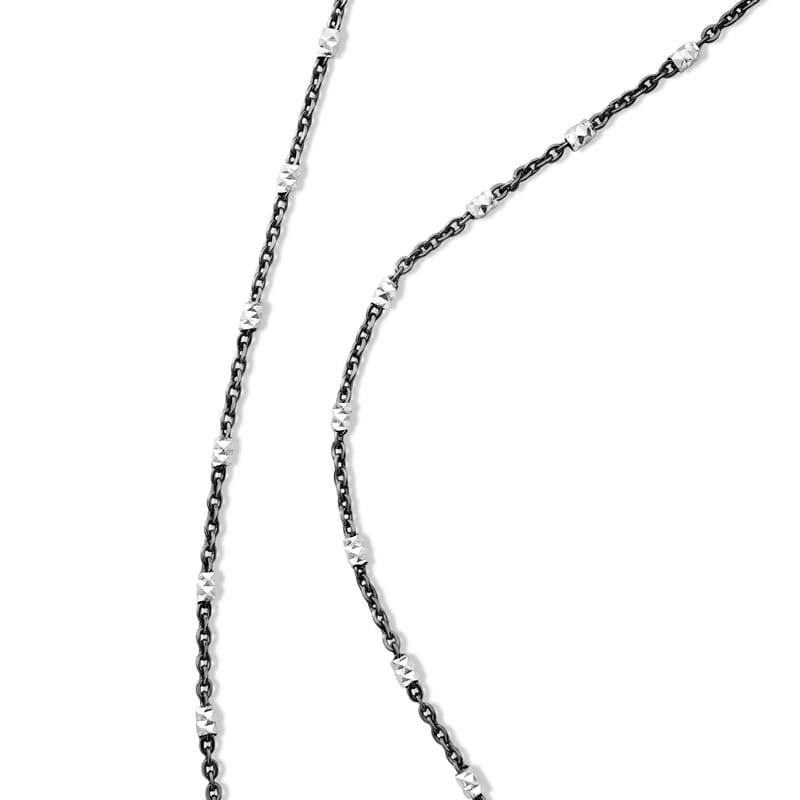 Italian 1.4mm Tube Brite Long Chain Necklace in Black Rhodium and Sterling Silver 2.40 Grams 18 Inches