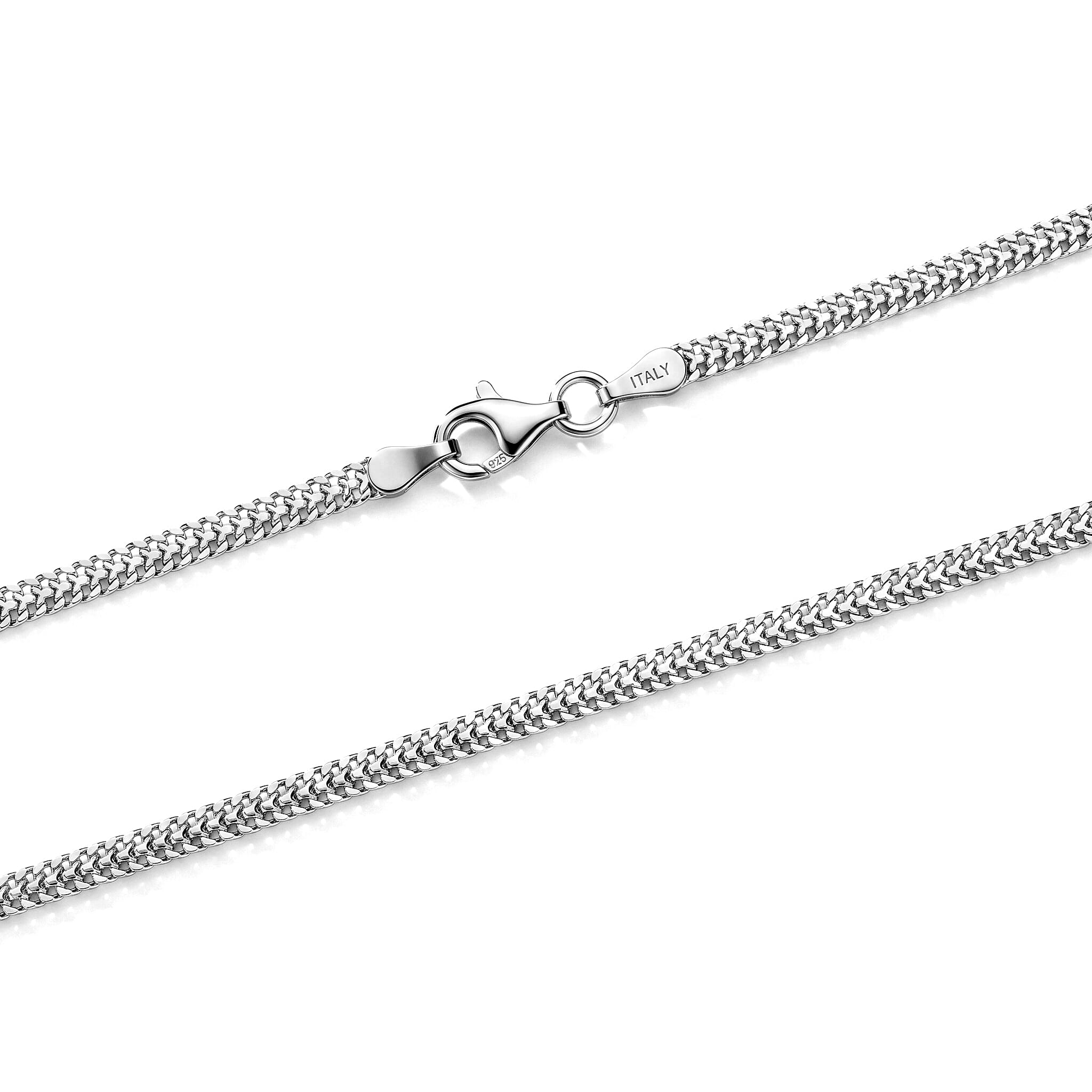 Italian 2mm Arrow Chain Necklace in Rhodium Over Sterling Silver 4.55 Grams 18 Inches