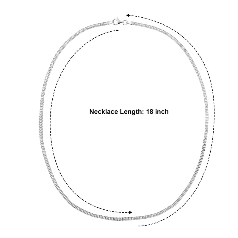 Italian 2mm Arrow Chain Necklace in Rhodium Over Sterling Silver 4.55 Grams 18 Inches