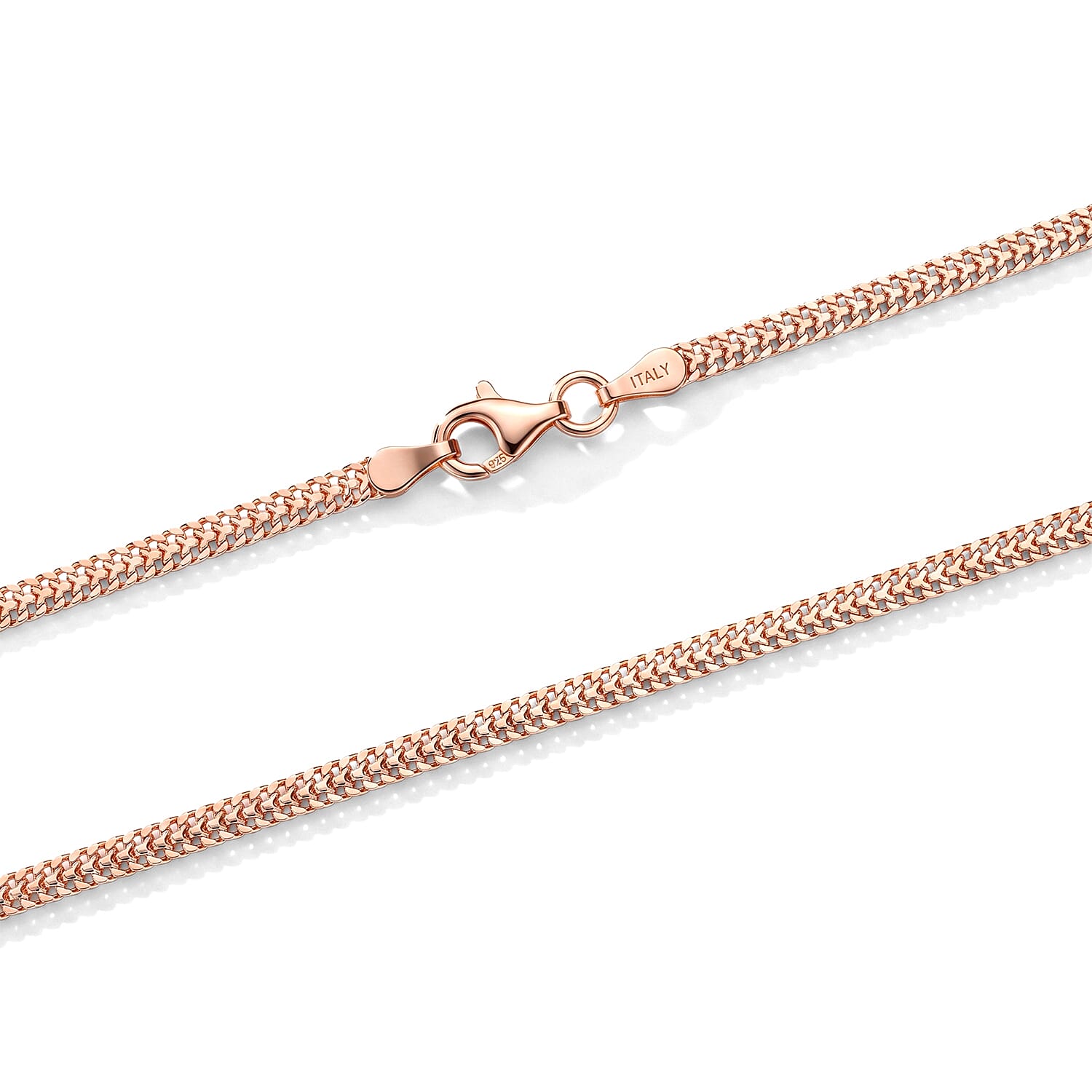 Italian 2mm Arrow Chain Necklace in 14K RG Over Sterling Silver 4.55 Grams 18 Inches