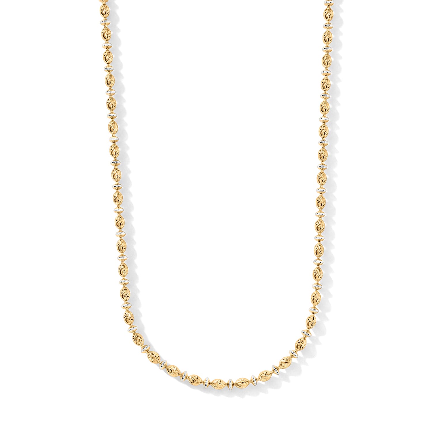 Italian 0.6mm Saturno Chain Necklace in 14K YG Over and Sterling Silver 13.40 Grams 18 Inches
