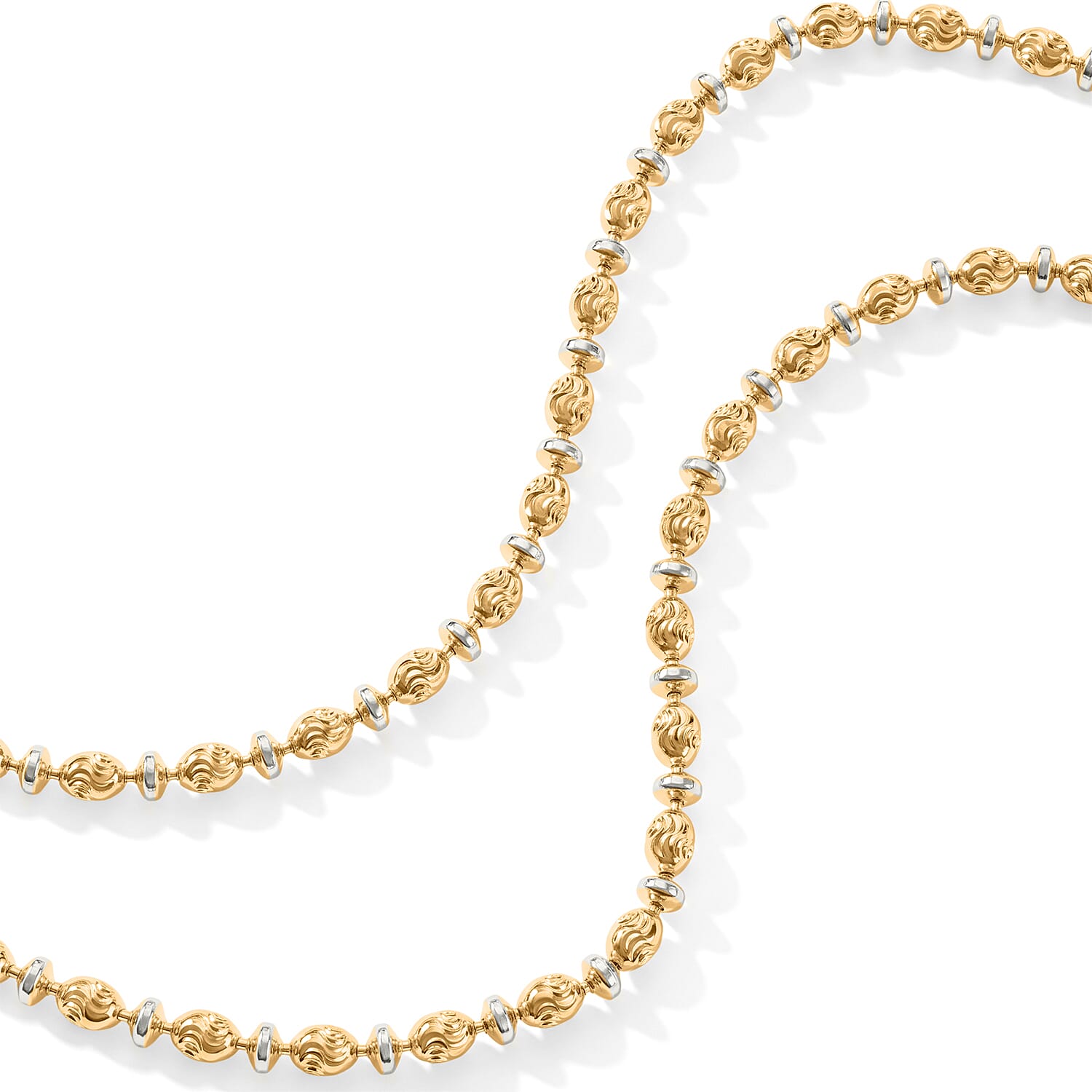 Italian 0.6mm Saturno Chain Necklace in 14K YG Over and Sterling Silver 13.40 Grams 18 Inches
