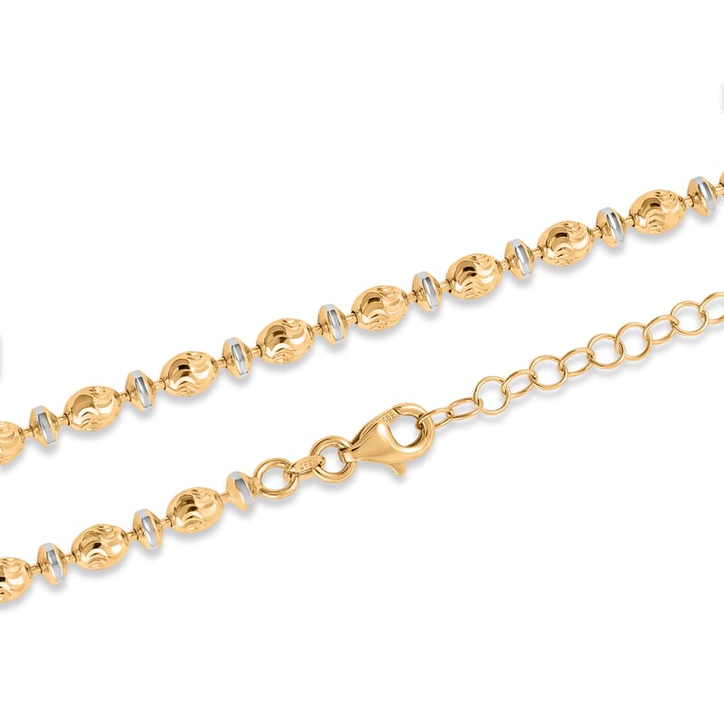 Italian 0.6mm Saturno Chain Necklace in 14K YG Over and Sterling Silver 13.40 Grams 18 Inches