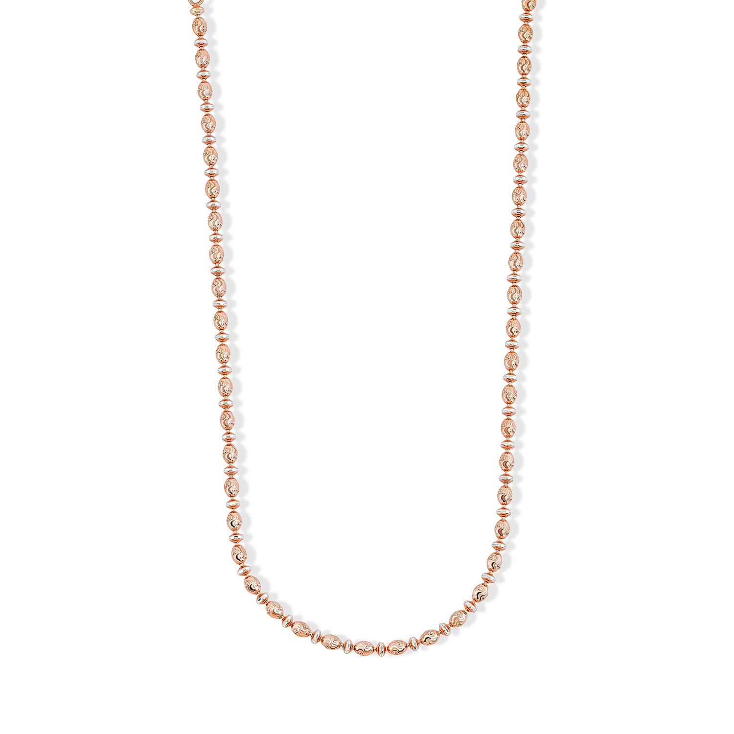 Italian 0.6mm Saturno Chain Necklace in 14K RG Over and Sterling Silver 13.40 Grams 18 Inches