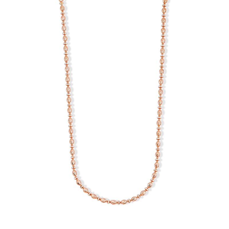 Italian 0.6mm Saturno Chain Necklace in 14K RG Over and Sterling Silver 13.40 Grams 18 Inches