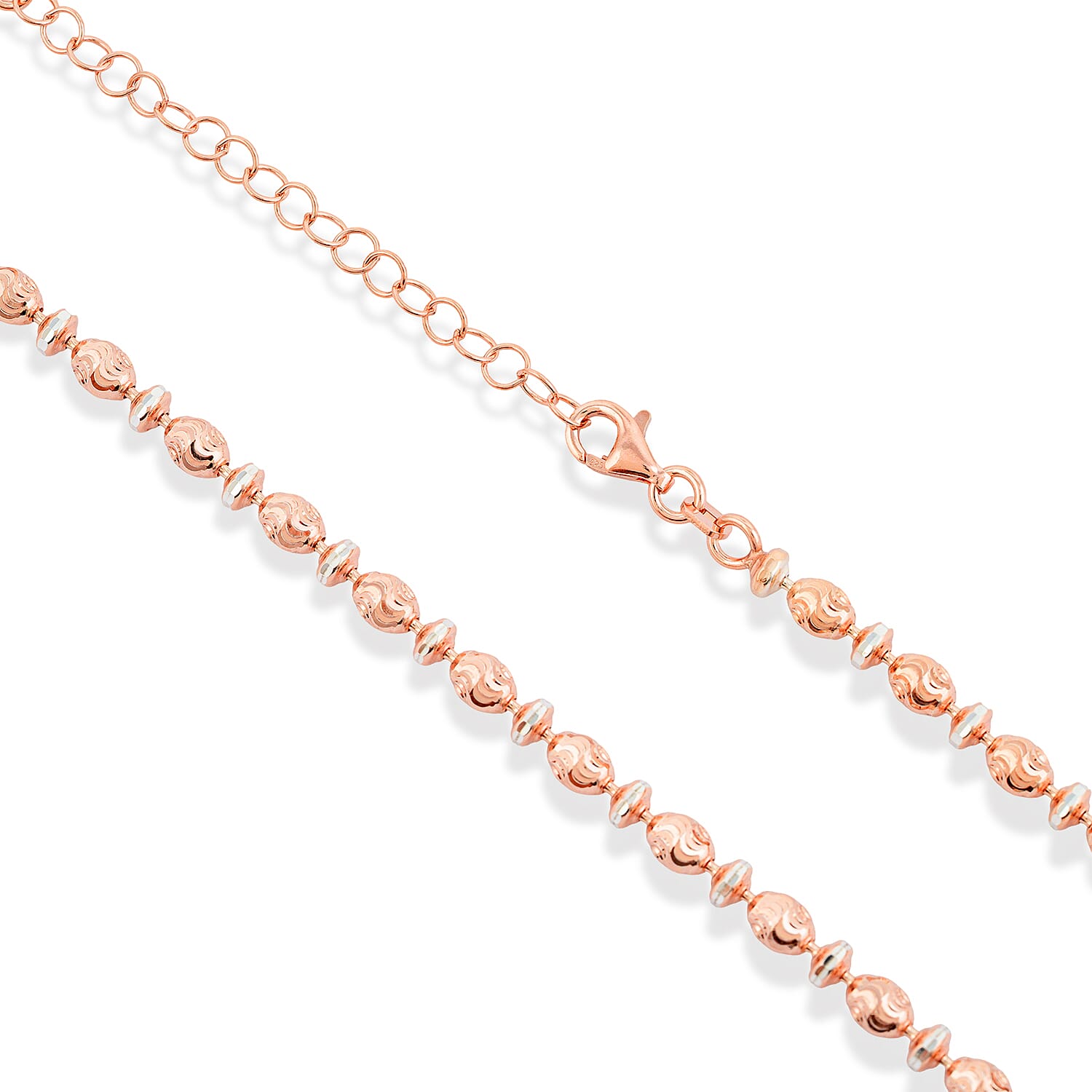 Italian 0.6mm Saturno Chain Necklace in 14K RG Over and Sterling Silver 13.40 Grams 18 Inches