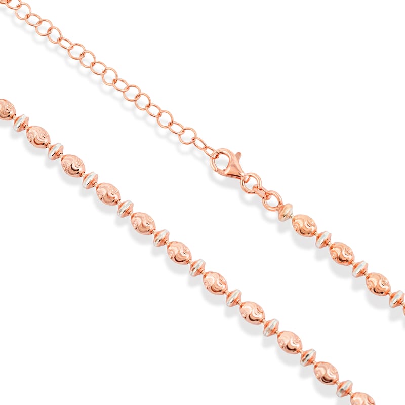 Italian 0.6mm Saturno Chain Necklace in 14K RG Over and Sterling Silver 13.40 Grams 18 Inches