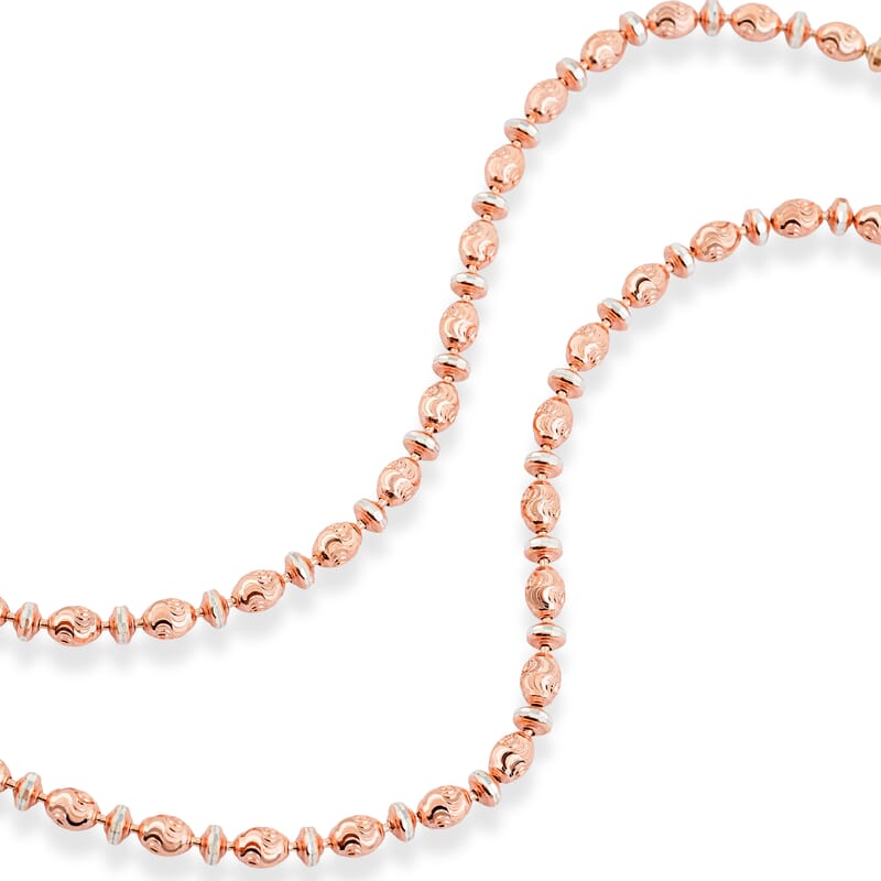 Italian 0.6mm Saturno Chain Necklace in 14K RG Over and Sterling Silver 13.40 Grams 18 Inches