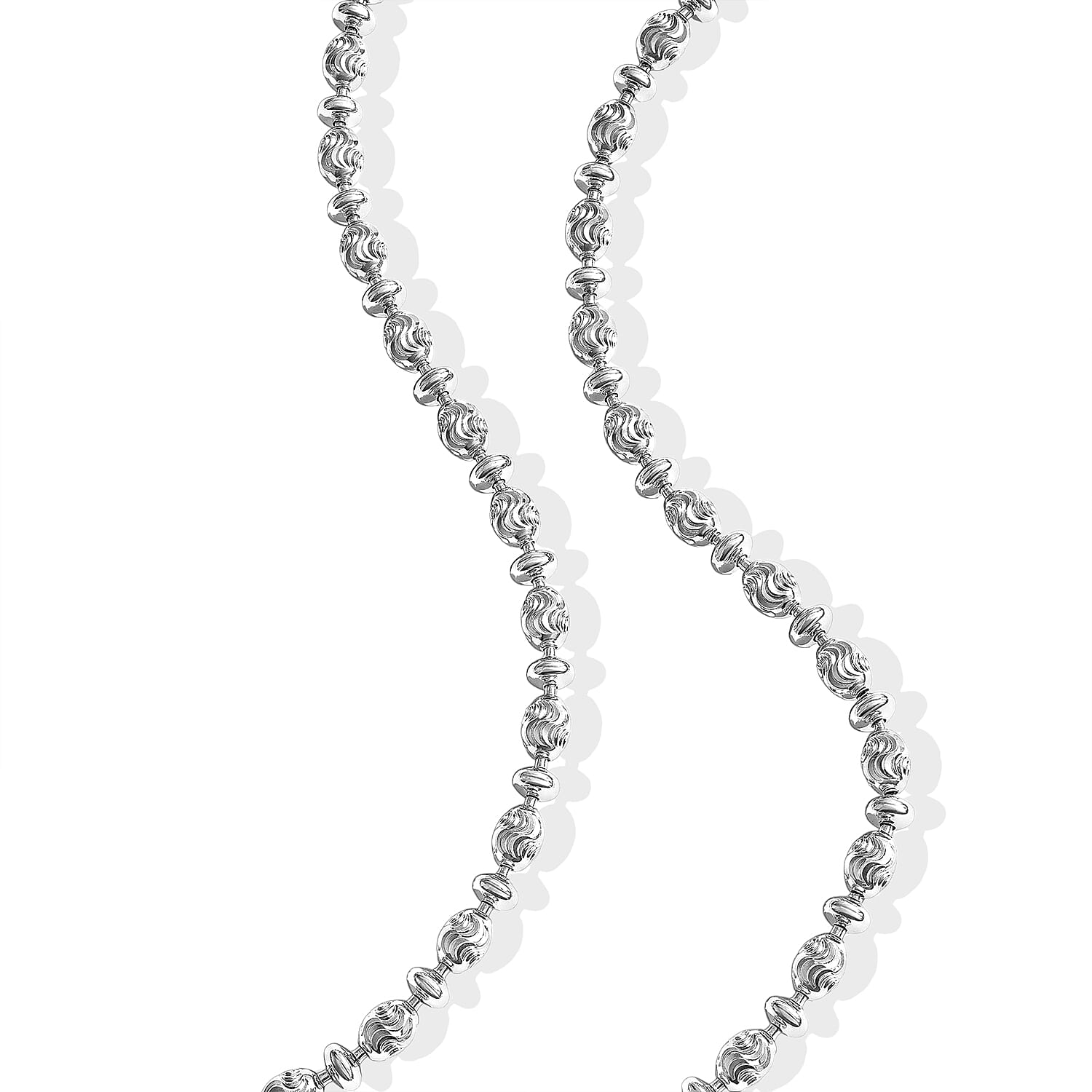 Italian 0.6mm Saturno Chain Necklace in Rhodium Over Sterling Silver 13.40 Grams 18 Inches