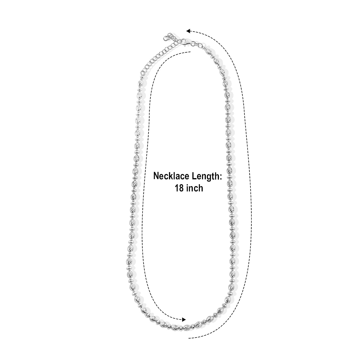 Italian 0.6mm Saturno Chain Necklace in Rhodium Over Sterling Silver 13.40 Grams 18 Inches