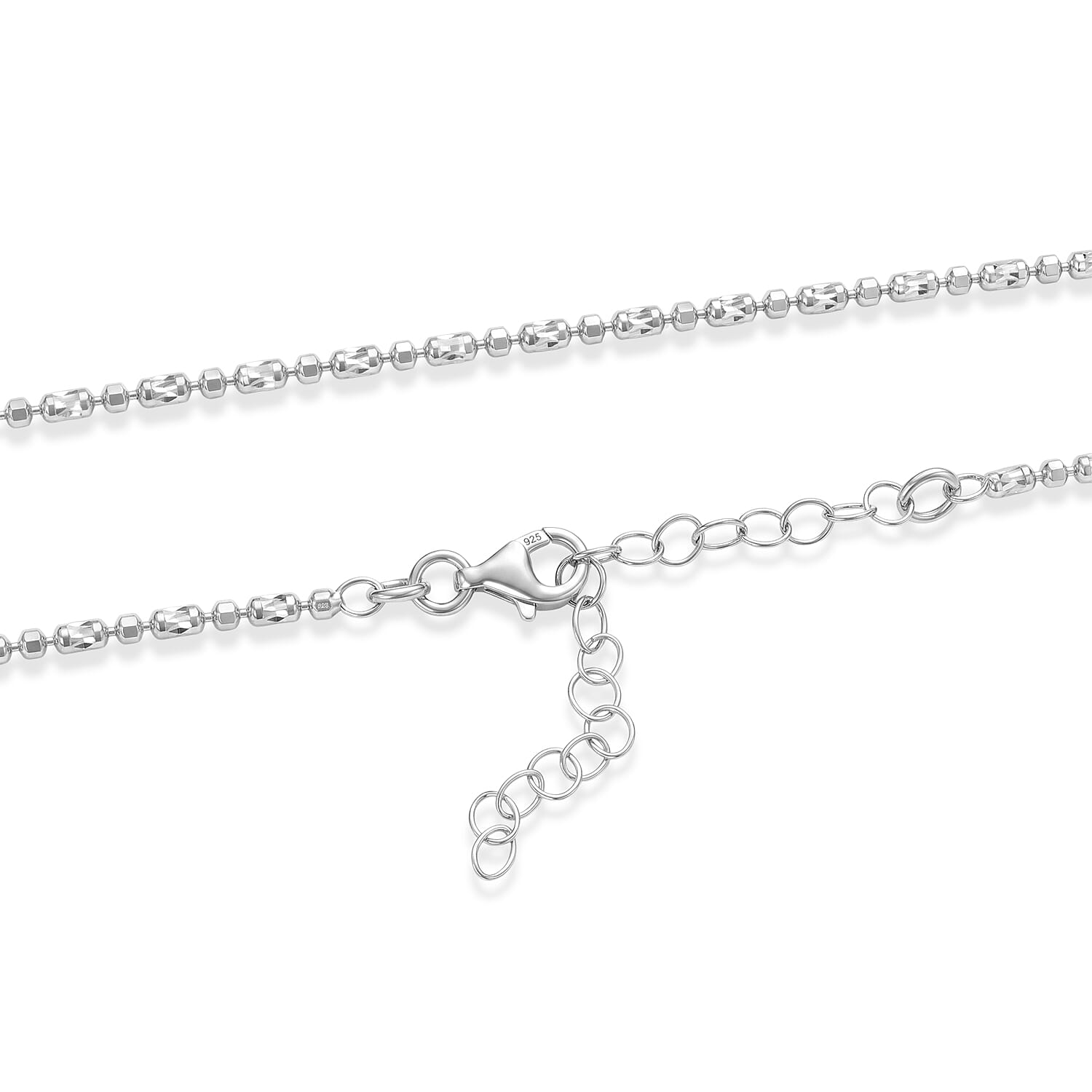 0.4mm CPSL/DC Typhoon Chain Necklace in Rhodium Over Sterling Silver 5.95 Grams 18 Inches