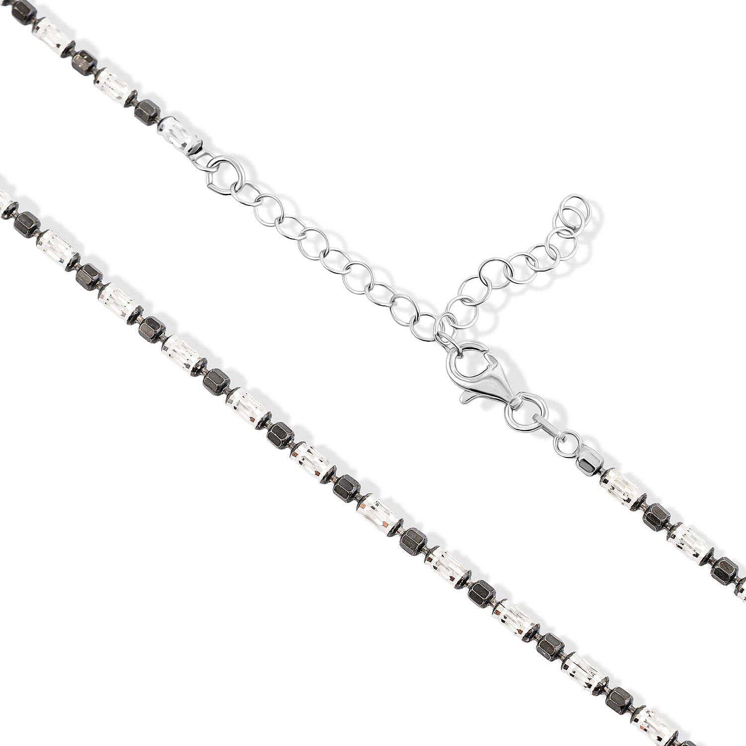 Italian 1.2mm CPSL/DC Typhoon Chain Necklace in Black Rhodium and Sterling Silver 10.70 Grams 18 Inches