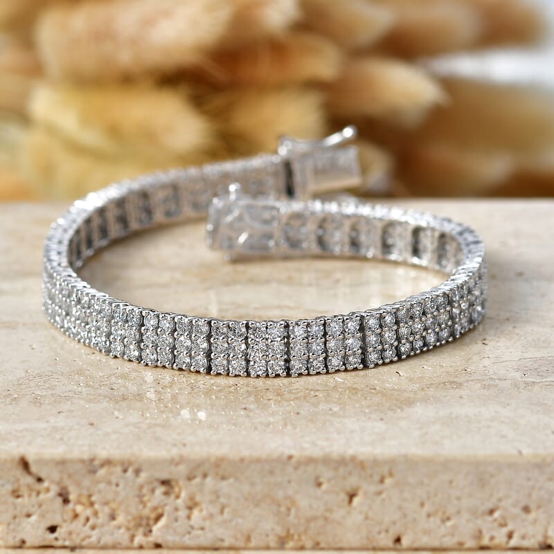Luxuriant Lab Grown Diamond G-H SI 11.00 ctw Bracelet in Rhodium Over Sterling Silver (7.50 In)