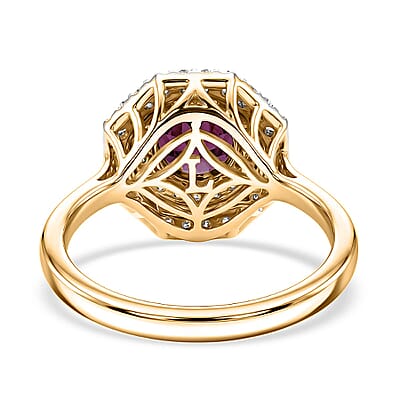 Certified & Appraised AAA Radiant Ember Garnet and Luxuriant Lab Grown Diamond G-H SI 2.00 ctw Ring in 10K Yellow Gold (Size 5.5)