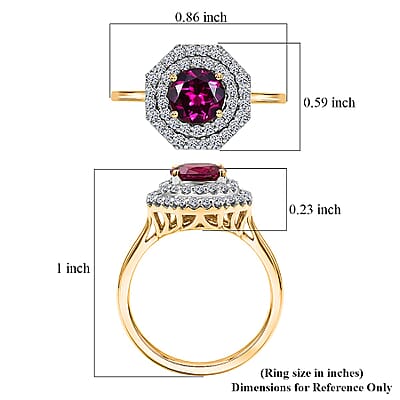 Certified & Appraised AAA Radiant Ember Garnet and Luxuriant Lab Grown Diamond G-H SI 2.00 ctw Ring in 10K Yellow Gold (Size 5.5)