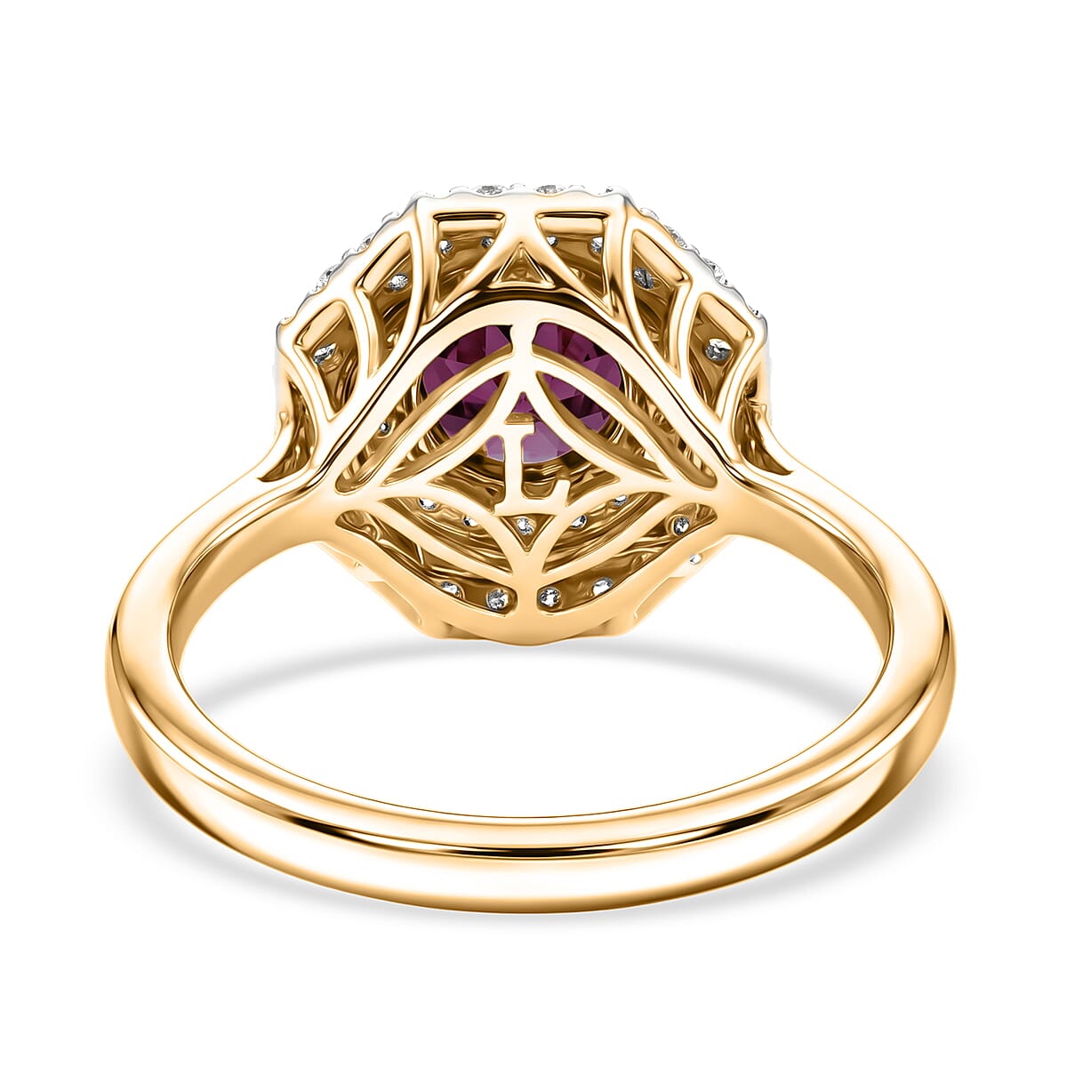 Certified & Appraised AAA Radiant Ember Garnet and Luxuriant Lab Grown Diamond G-H SI 2.00 ctw Ring in 10K Yellow Gold (Size 6.0) image number 4