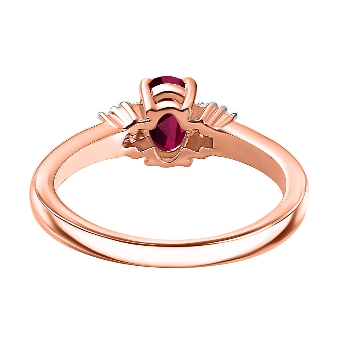 D'Joy AAA Radiant Ember Garnet and Moissanite Ring in 18K Vermeil Rose Gold Over Sterling Silver (Size 10.0) 0.75 ctw image number 4