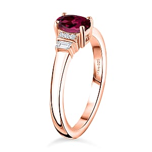D'Joy AAA Radiant Ember Garnet and Moissanite 0.75 ctw Ring in 18K Vermeil Rose Gold Over Sterling Silver (Size 4.5)