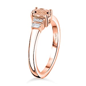 D'Joy Premium Pink Morganite and Moissanite 0.65 ctw Ring in 18K Vermeil Rose Gold Over Sterling Silver (Size 4.0)