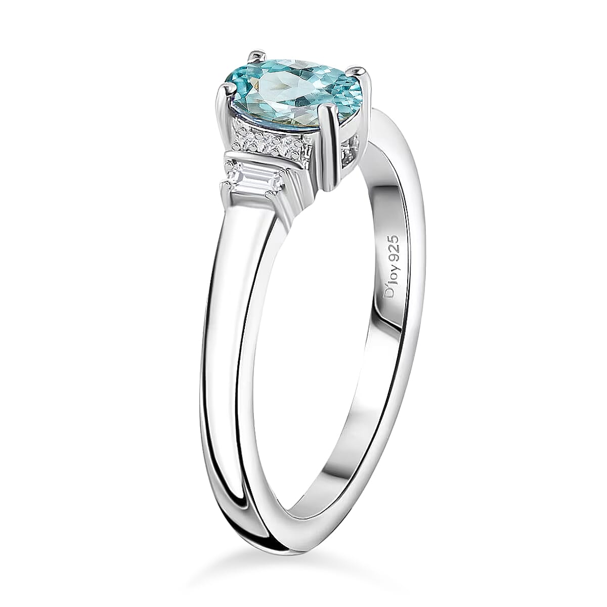 D'Joy Premium Cambodian Blue Zircon and Moissanite Ring in 18K Vermeil Rose Gold Over Sterling Silver (Size 10.0) 0.85 ctw image number 3