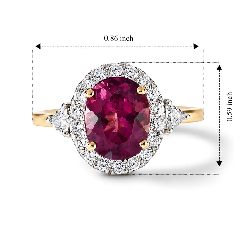 Certified & Appraised AAA Usambara Color Change Garnet and Luxuriant Lab Grown Diamond G-H SI 4.00 ctw Ring in 10K Yellow Gold (Size 10.0)