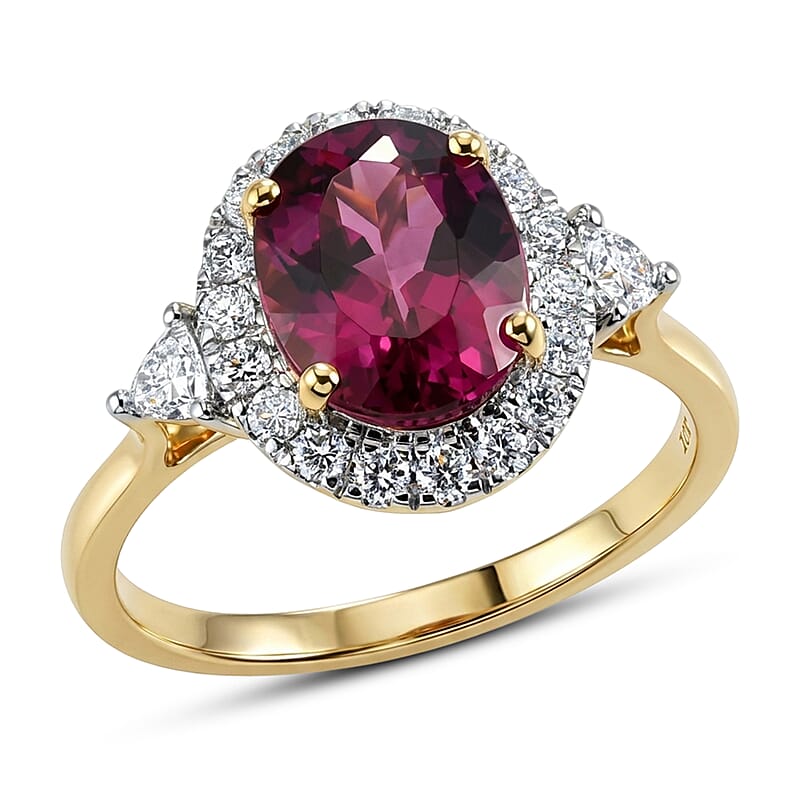 Certified & Appraised AAA Usambara Color Change Garnet and Luxuriant Lab Grown Diamond G-H SI 4.00 ctw Ring in 10K Yellow Gold (Size 6.0)