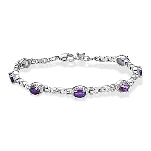 EverTrue African Amethyst 2.75 ctw Bracelet in Stainless Steel (7.25 In)