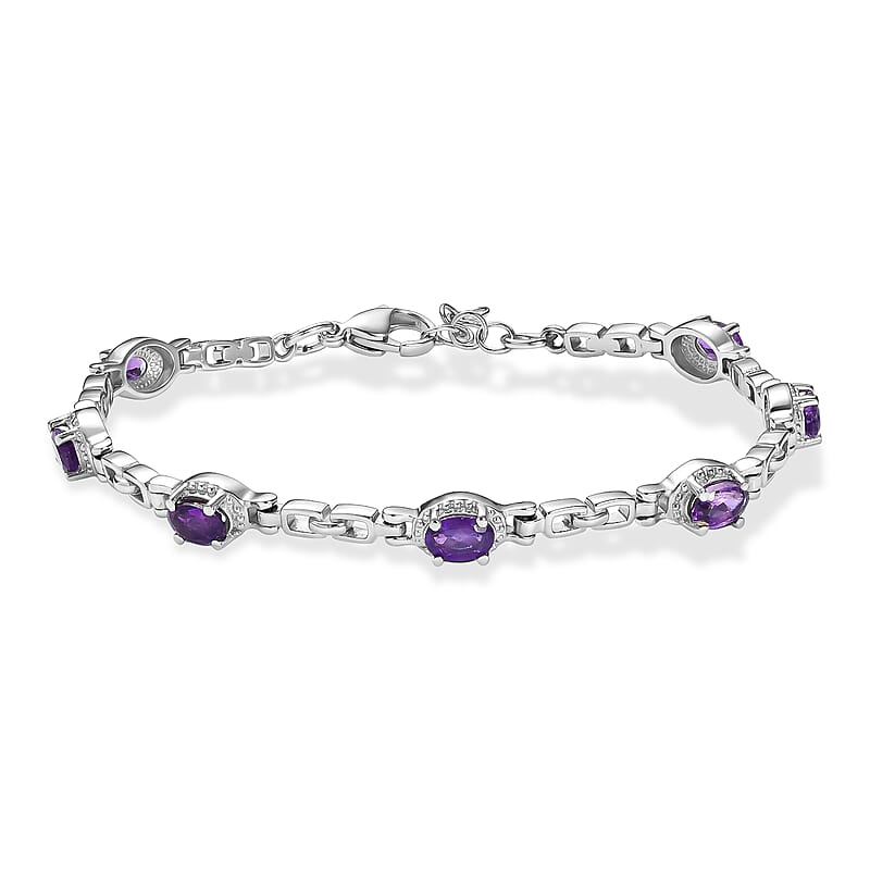 EverTrue African Amethyst 2.75 ctw Bracelet in Stainless Steel (7.25 In)