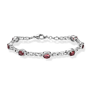 EverTrue Mozambique Garnet 4.00 ctw Bracelet in Stainless Steel (7.25 In)