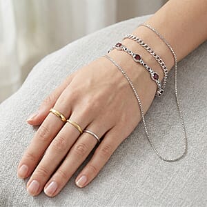 EverTrue Mozambique Garnet 4.00 ctw Bracelet in Stainless Steel (7.25 In)