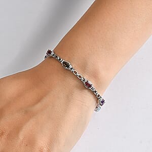 EverTrue Multi Gemstone 3.50 ctw Bracelet in Stainless Steel (7.25 In)