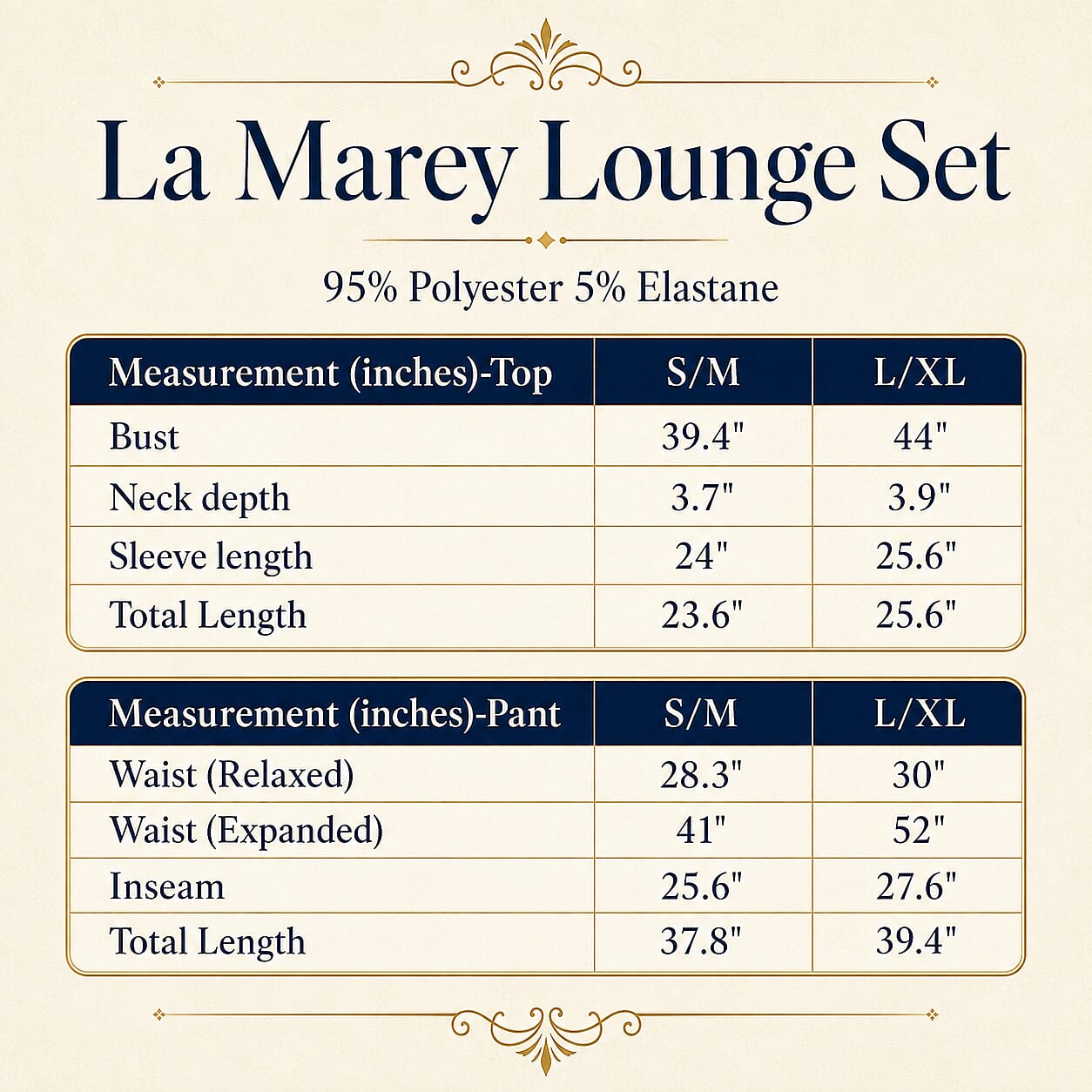 La Marey Black 2 Piece Lounge Set-L/XL