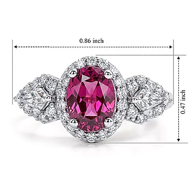 D'Joy Premium Usambara Color Change Garnet and Moissanite 2.27 ctw Ring in Rhodium Over Sterling Silver (Size 6.0)