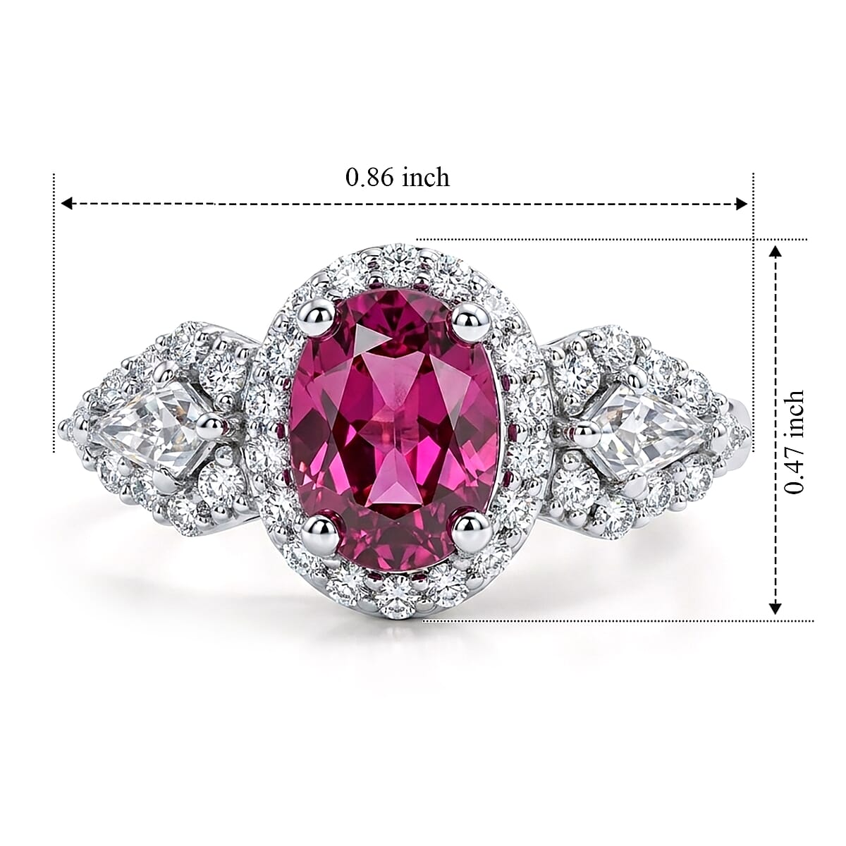 D'Joy Premium Usambara Color Change Garnet and Moissanite 2.27 ctw Ring in Rhodium Over Sterling Silver (Size 7.0) image number 4