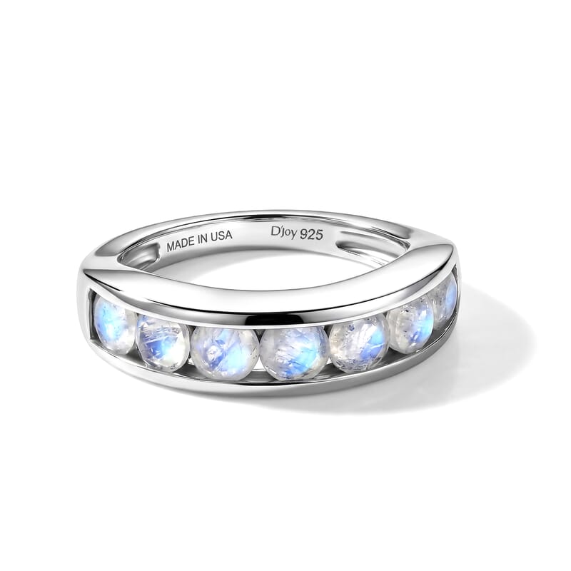 D'Joy Rainbow Moonstone 1.70 ctw Ring in Rhodium Over Sterling Silver (Size 9.0)